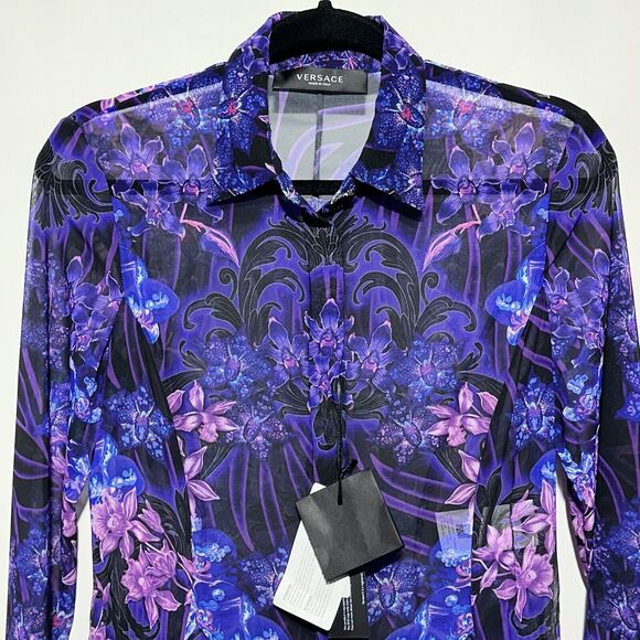 NWT Versace 40 US 4 Runway SS23 Plisse Dress All Over Orchid Purple $5,425 - Picture 8 of 16